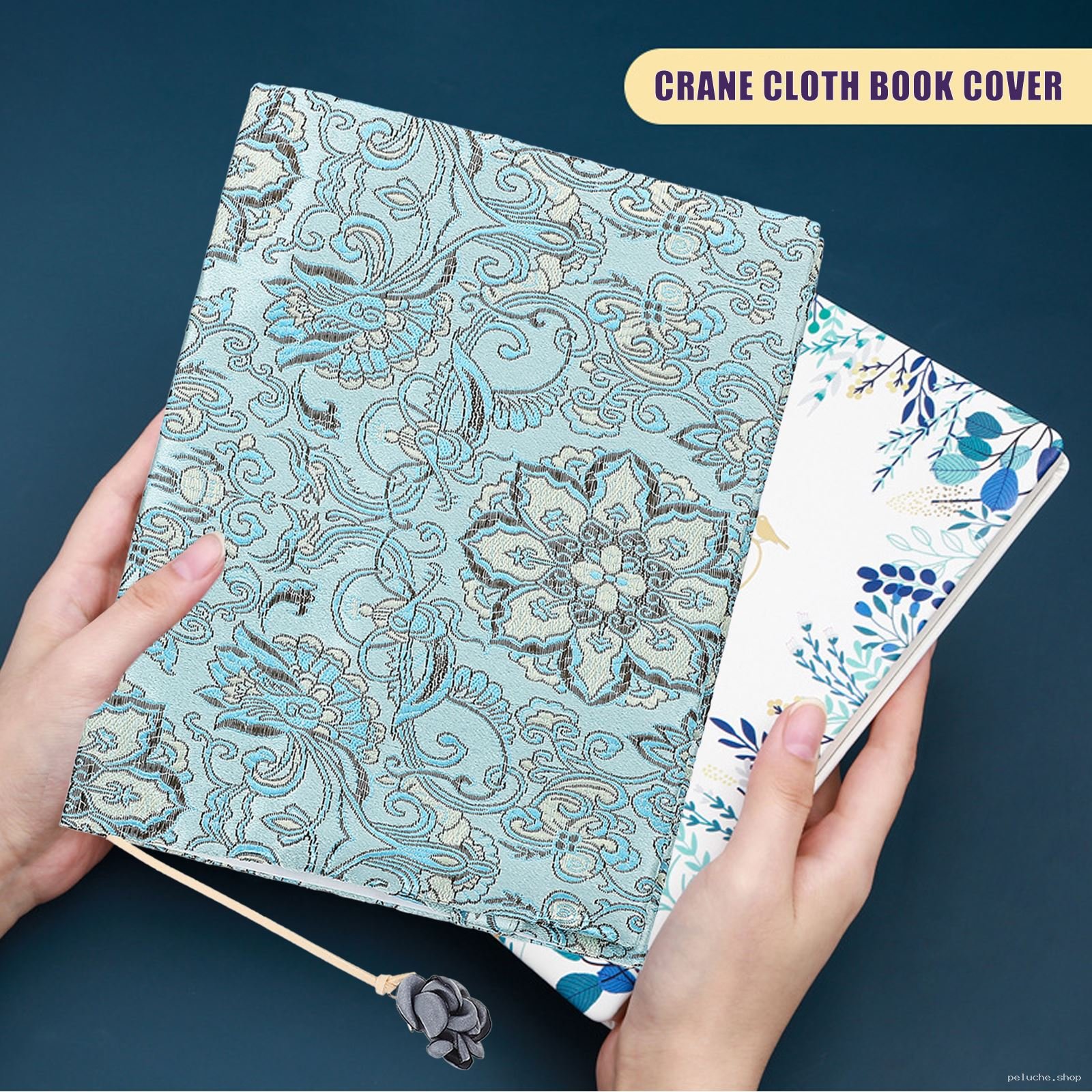 Housse de livre en tissu 'Crane' – Design élégant et fleuri