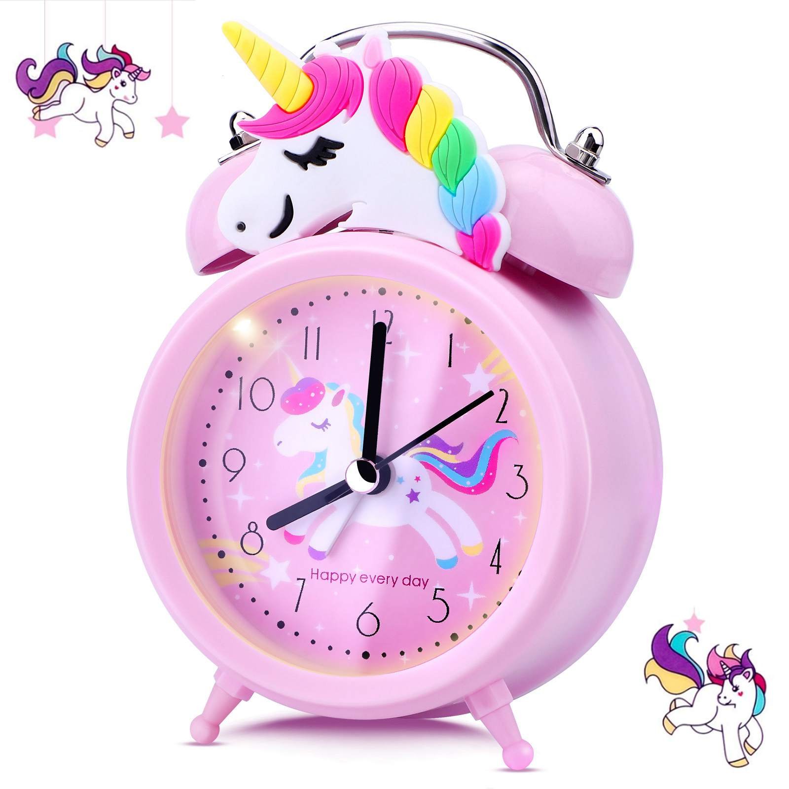 Réveil Licorne Rose Enfant – Alarme Double Cloche