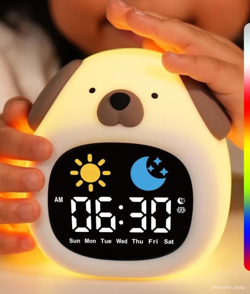 Réveil Chien Lumineux pour Enfants - Éveil Doux & Nuit