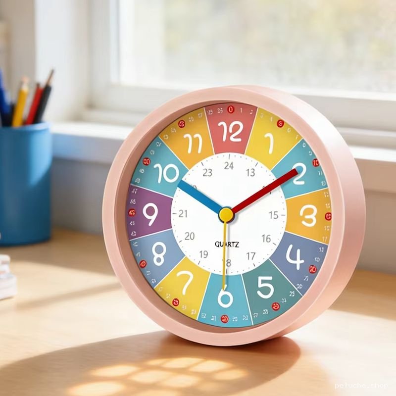 Horloge Éducative Enfant Rose Pastel | Apprentissage Facile