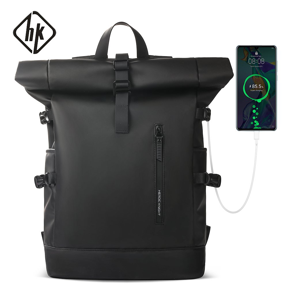 Sac à Dos Roll-Top Étanche USB Noir - HEROIC KNIGHT