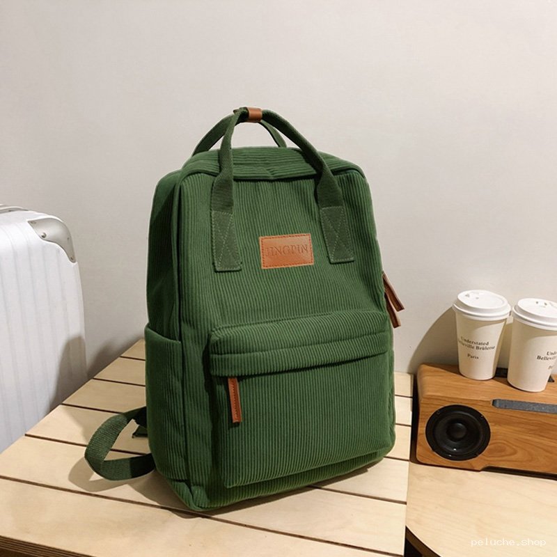 Sac à dos en velours côtelé vert - Style Rétro & Confort