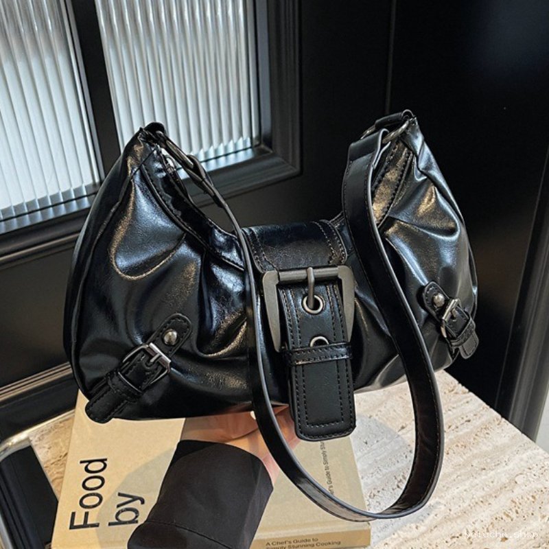 Sac bandoulière noir boucles - Style Y2K tendance et chic
