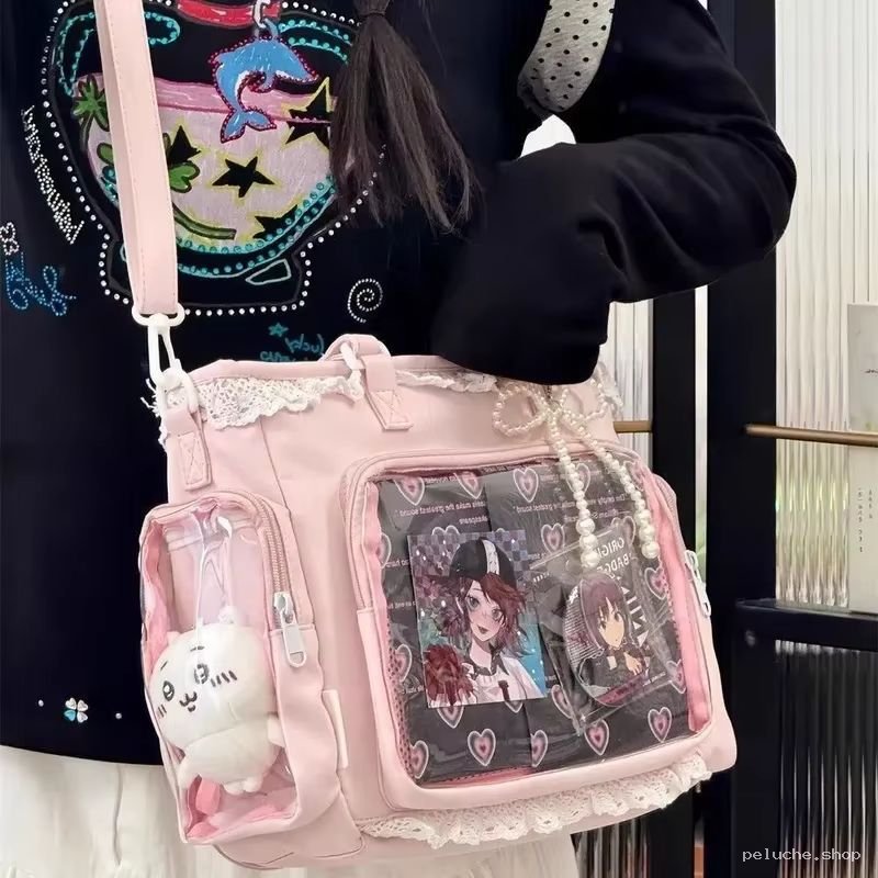 Sac Bandoulière Rose Kawaii | Ita Bag à Fenêtres Claires