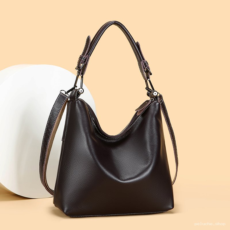 Sac à main élégant marron foncé | Cuir texturé chic femme