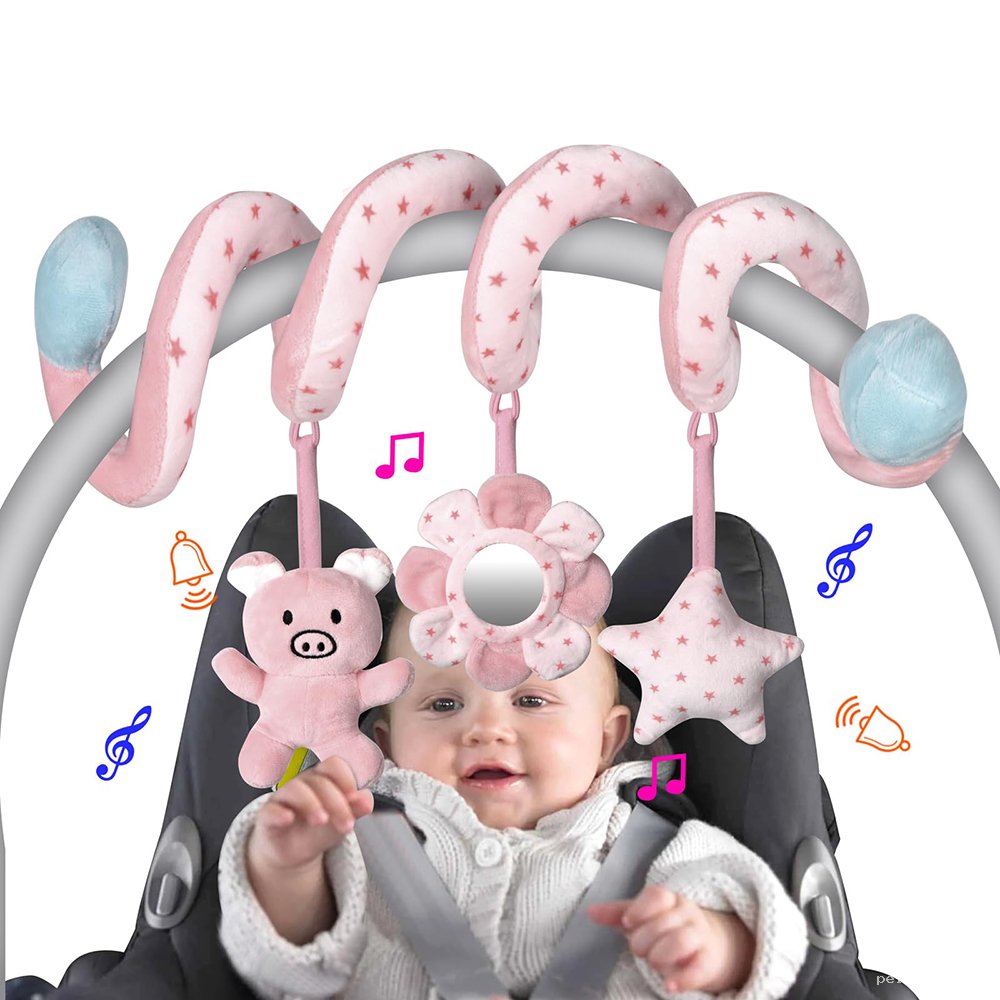 Jouet Spirale Rose pour Bébé | Arche d'Activités Poussette Siège Auto