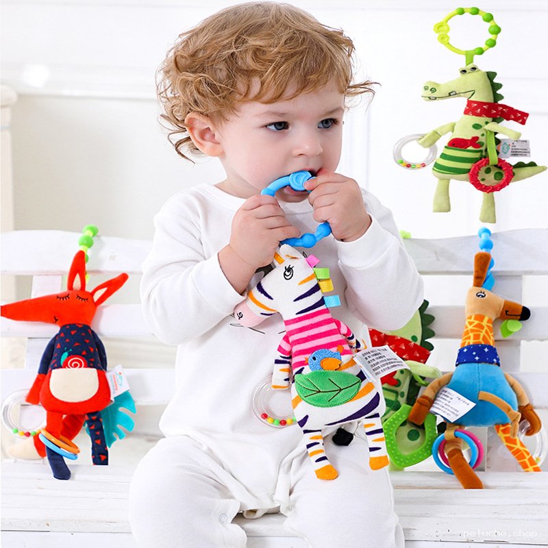 Jouets d'éveil suspendus pour bébé - Hochets animaux doux