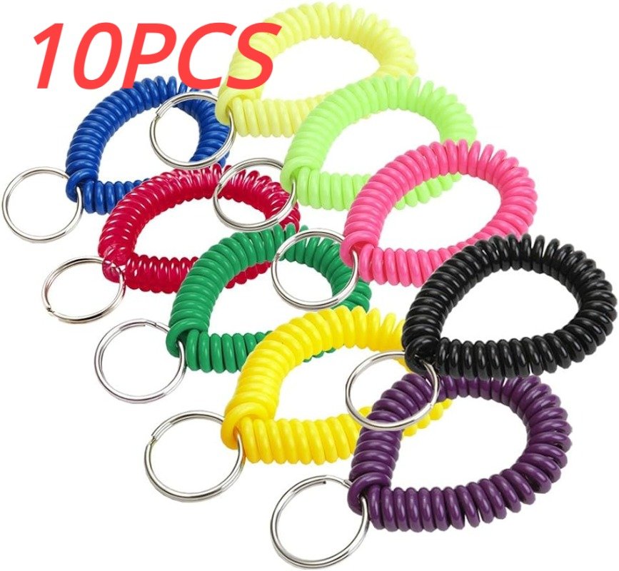 Lot de 10 Porte-clés Spiralés Élastiques Multicolores