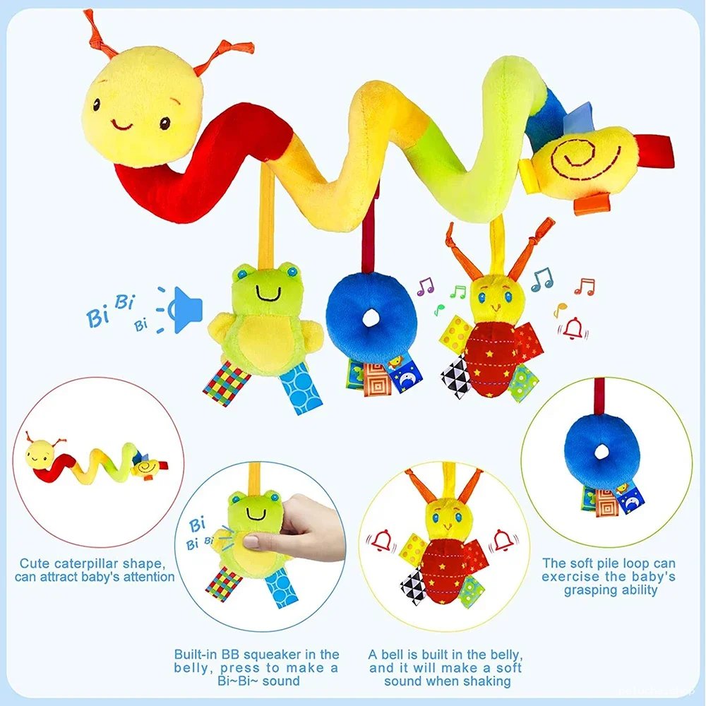 Jouet Spirale d'Activités Bébé Chenille Colorée & Hochets