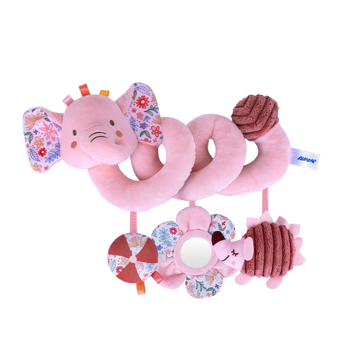 Spirale d'Activités Bébé Éléphant Rose | Jouet Poussette Alpina