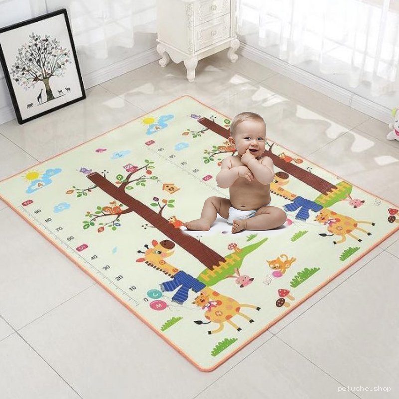 Tapis de jeu bébé éducatif avec animaux & règle de croissance