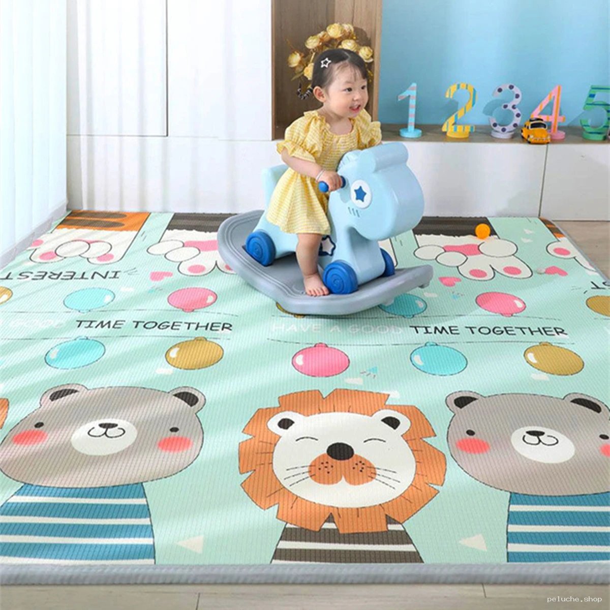 Tapis de jeu bébé réversible avec animaux mignons - Confort
