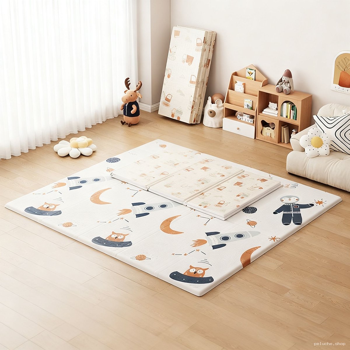 Tapis de jeu enfant pliable réversible Espace et Véhicules
