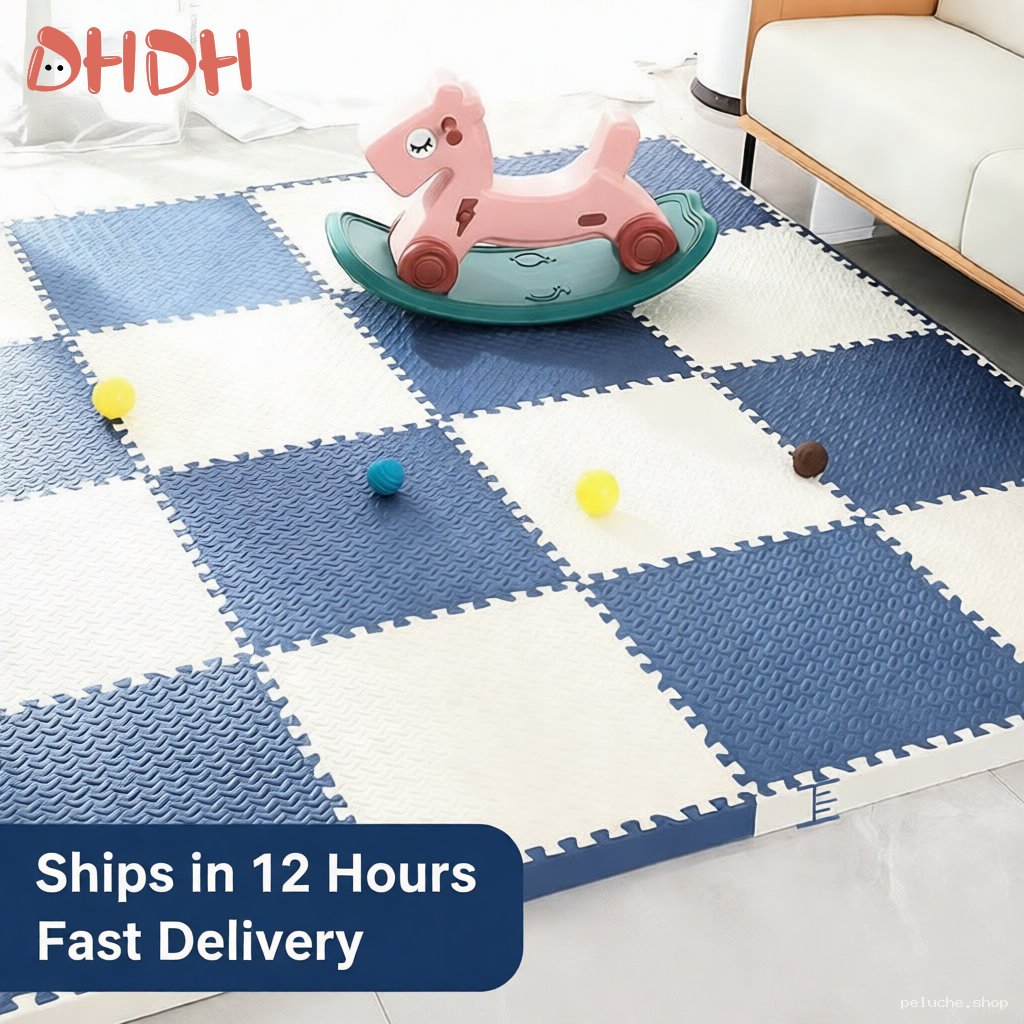 Tapis Dalles Mousse Enfant Bleu Blanc - Aire de Jeu Sûre