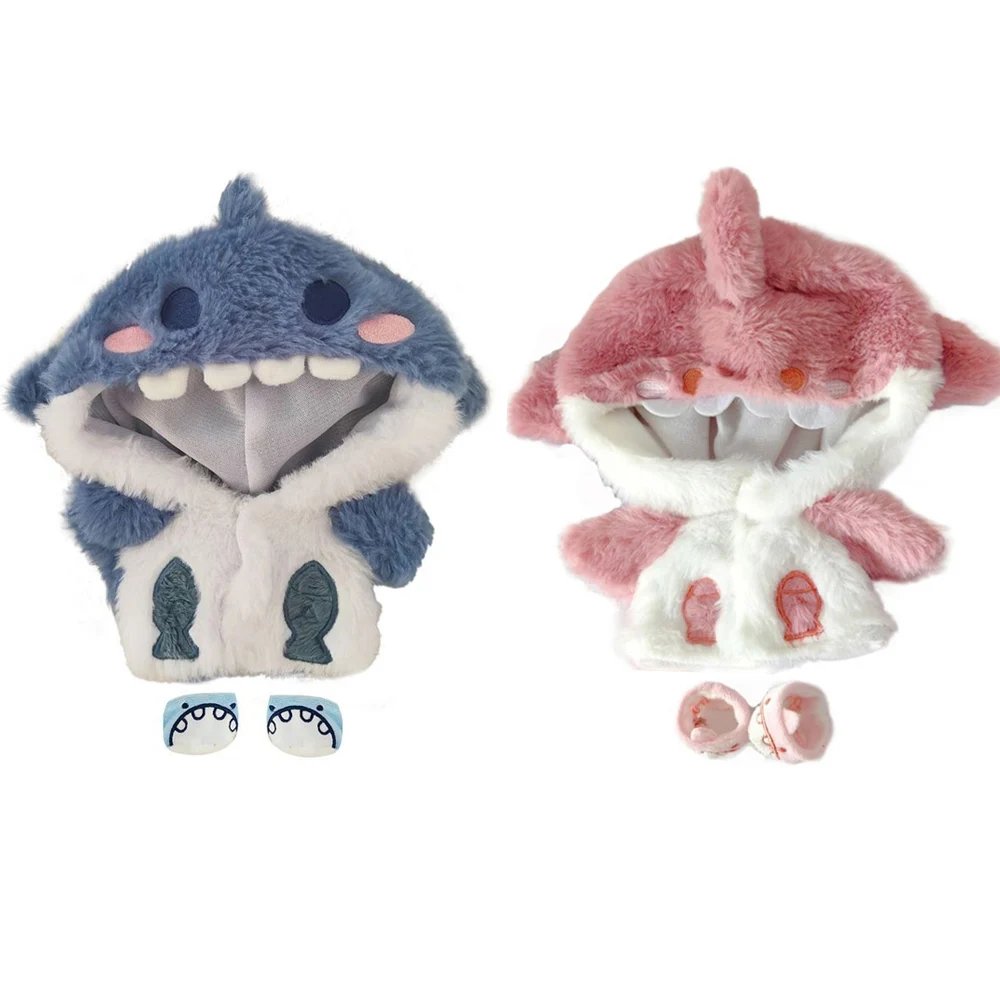 Tenues de Poupée Requin en Peluche Douce - Bleu & Rose