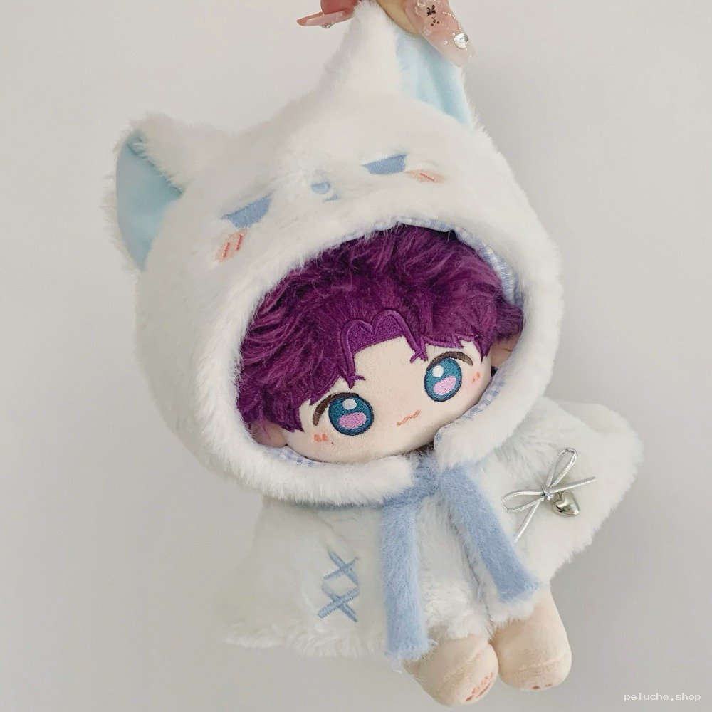 Peluche Mignonne à Capuche Chat Blanc - Poupée Douce Violets