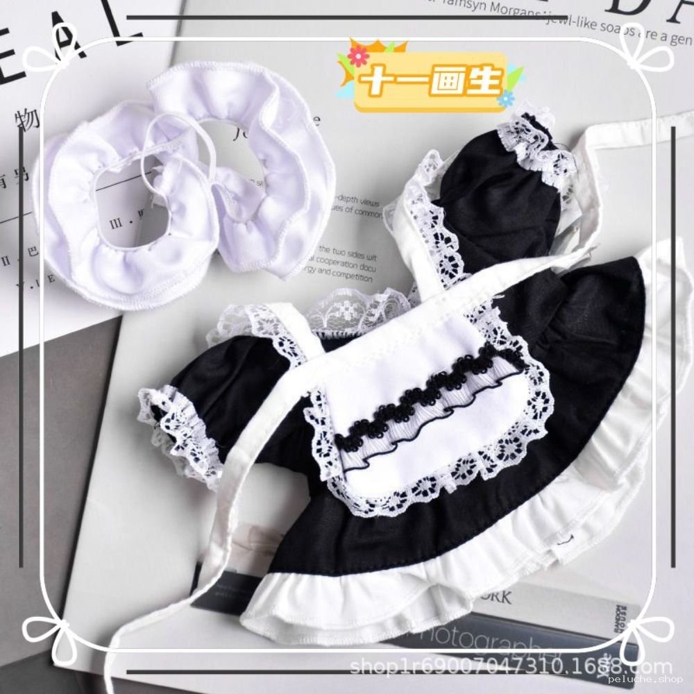 Mini Costume de Soubrette Noir & Blanc pour Poupée / Peluche