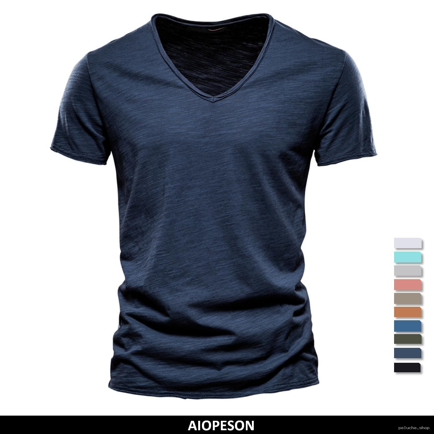 T-shirt Homme Col V Décontracté Bleu Marine - Confort & Style