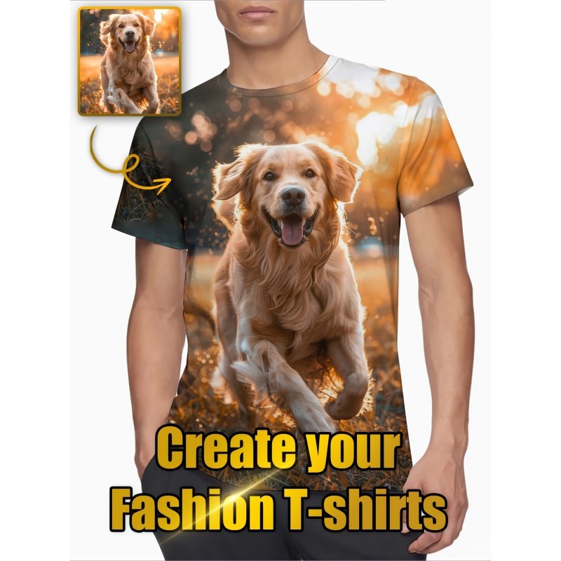 T-shirt Personnalisé Chien Golden Retriever - Imprimez votre Photo