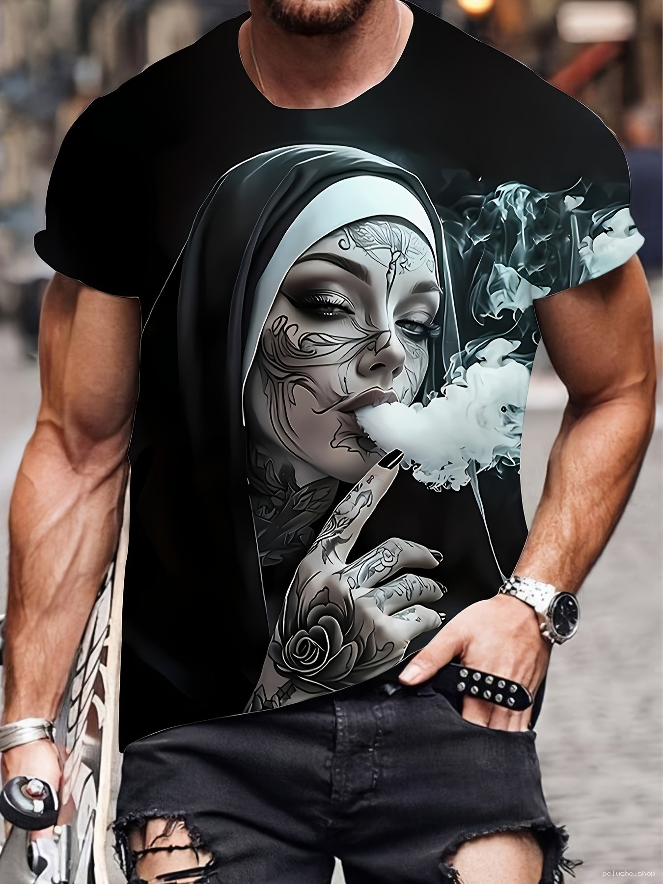 T-shirt Sœur Tatouée Fumeuse Design Unique | Streetwear Homme