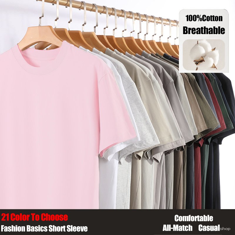 T-shirts Basiques 100% Coton Respirant - 21 Couleurs Mode