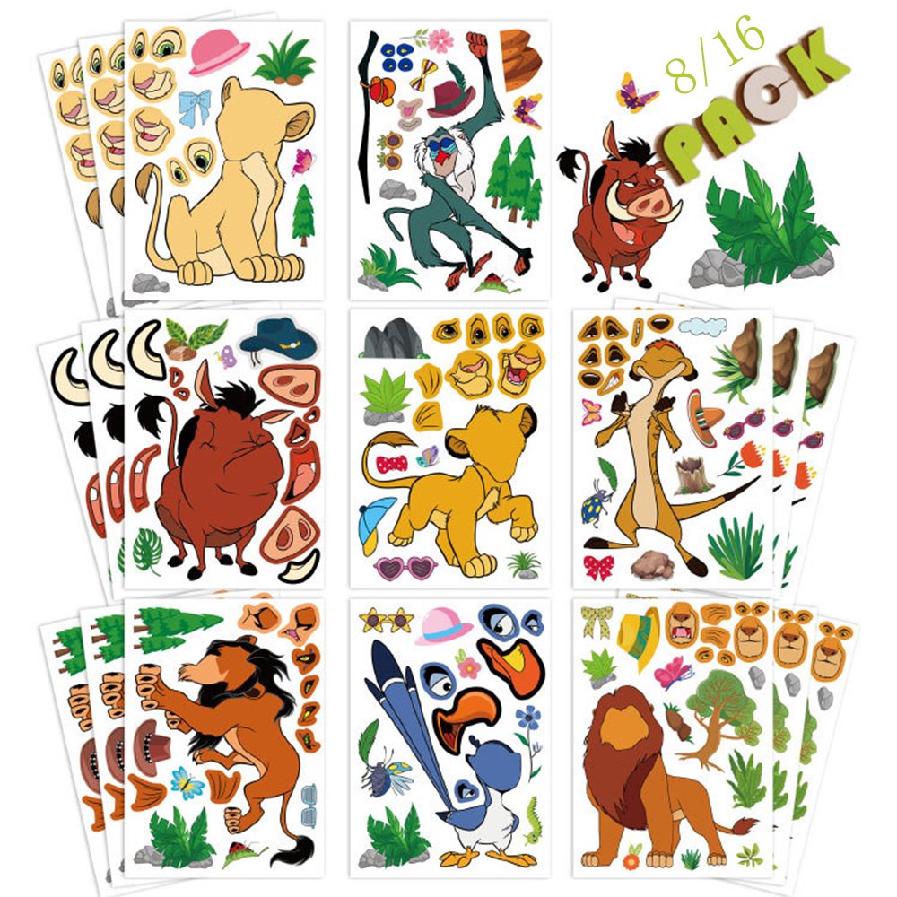 Stickers Le Roi Lion Personnalisables - Pack 8/16 Feuilles
