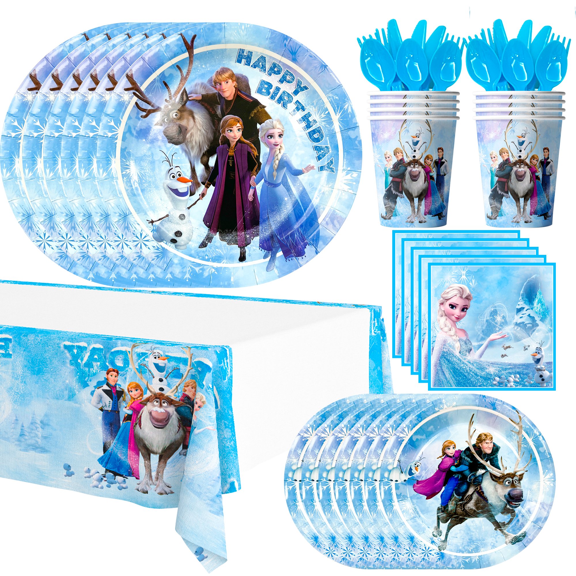 Vaisselle Anniversaire La Reine des Neiges Disney Elsa Anna Olaf