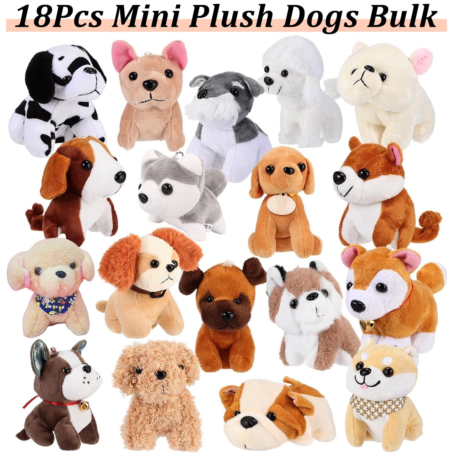 Lot de 18 Mini Chiens en Peluche | Jouets Adorables
