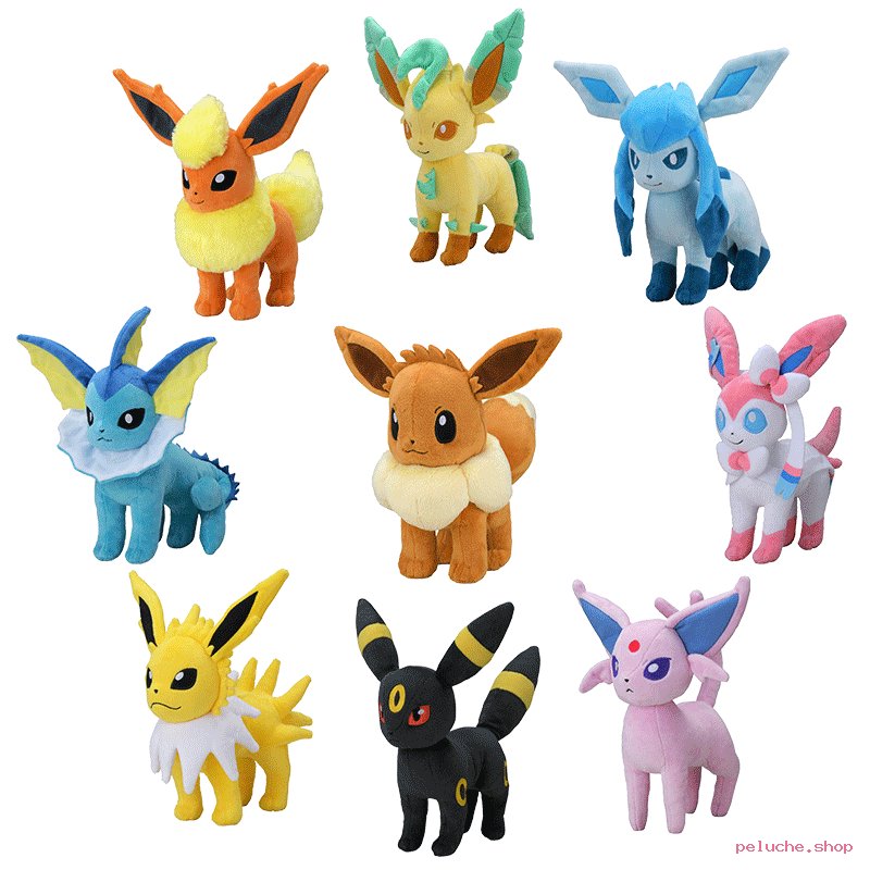 Collection de Peluches Pokémon Évoli et Évolutions Officielles