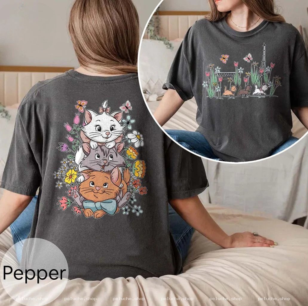 T-shirt Les Aristochats Marie, Toulouse, Berlioz & Fleurs