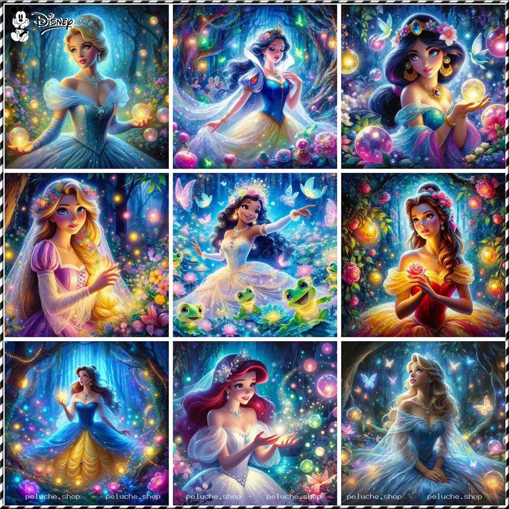 Tableau Enchanté Disney: Princesses Scintillantes Magiques
