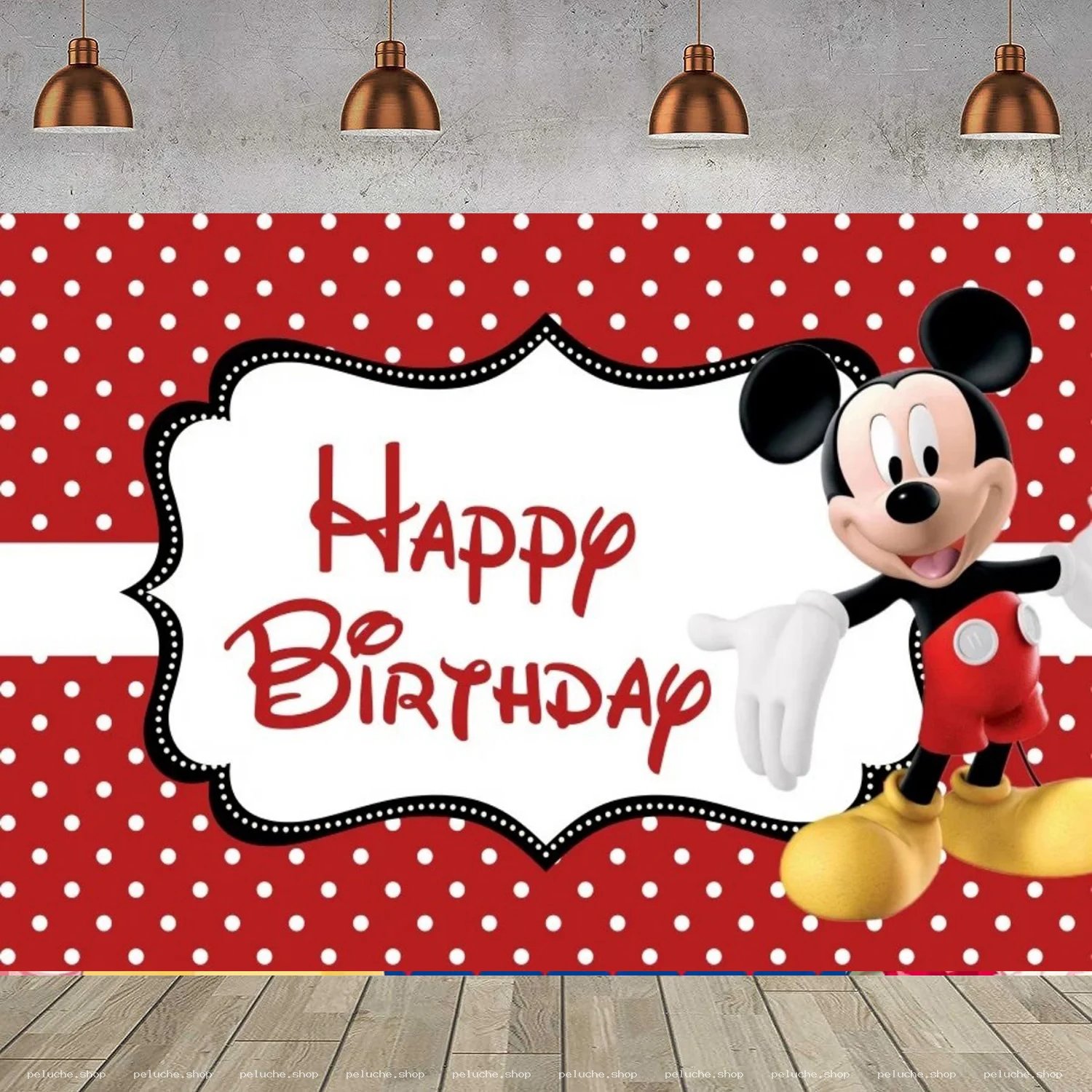 Décor Anniversaire Mickey Mouse - Toile de Fond Joyeux Anniversaire