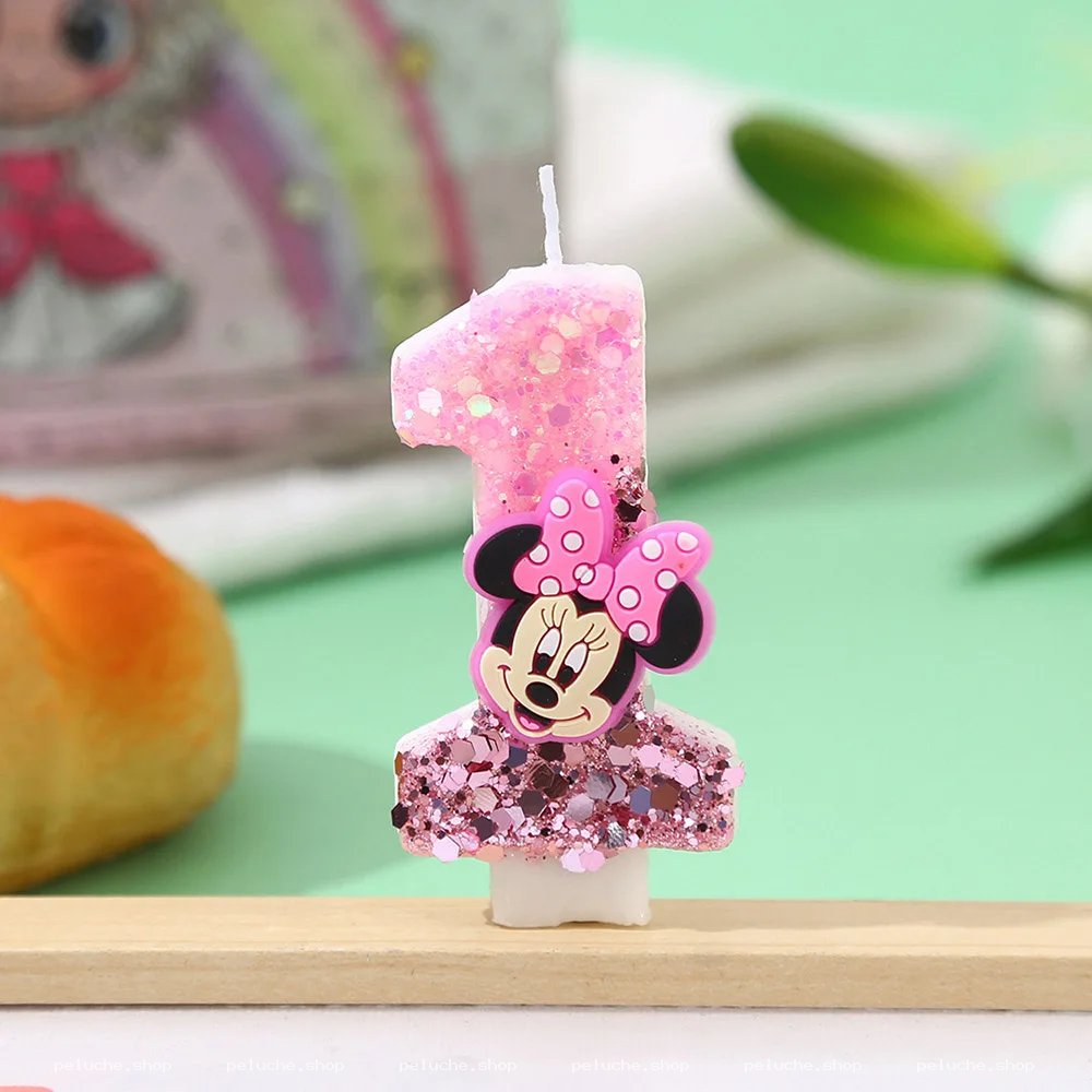 Bougie 1er Anniversaire Minnie Pailletée Rose - Fête Enfant