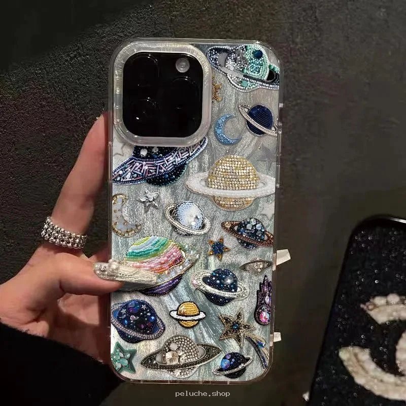 Coque iPhone Galaxie Scintillante - Planètes & Étoiles