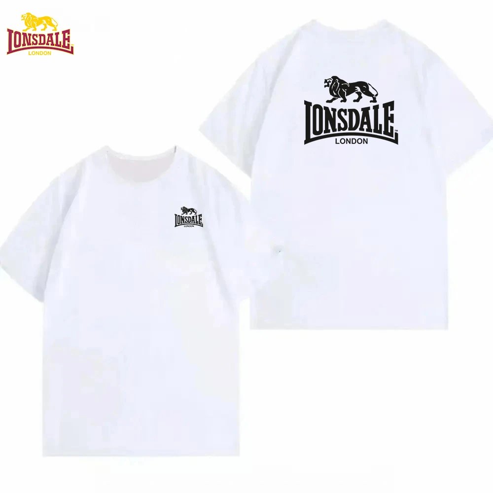 T-shirt Lonsdale Blanc Homme Logo Noir Coton Classique