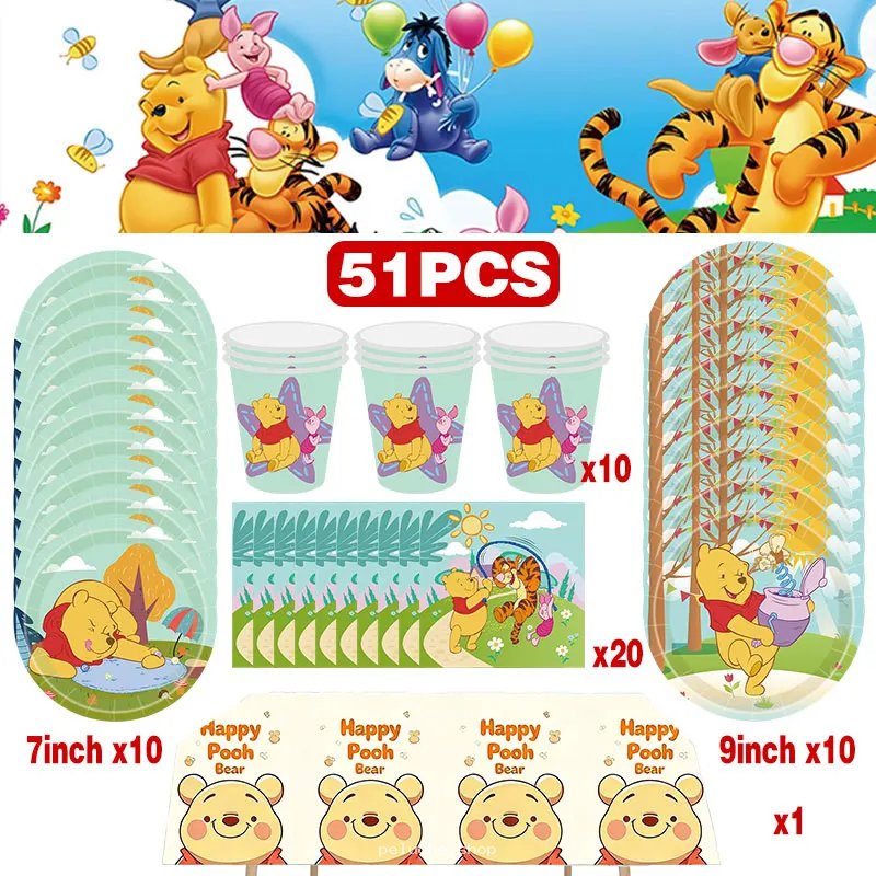 Kit Anniversaire Winnie l'Ourson 51 Pièces - Fête Enfant