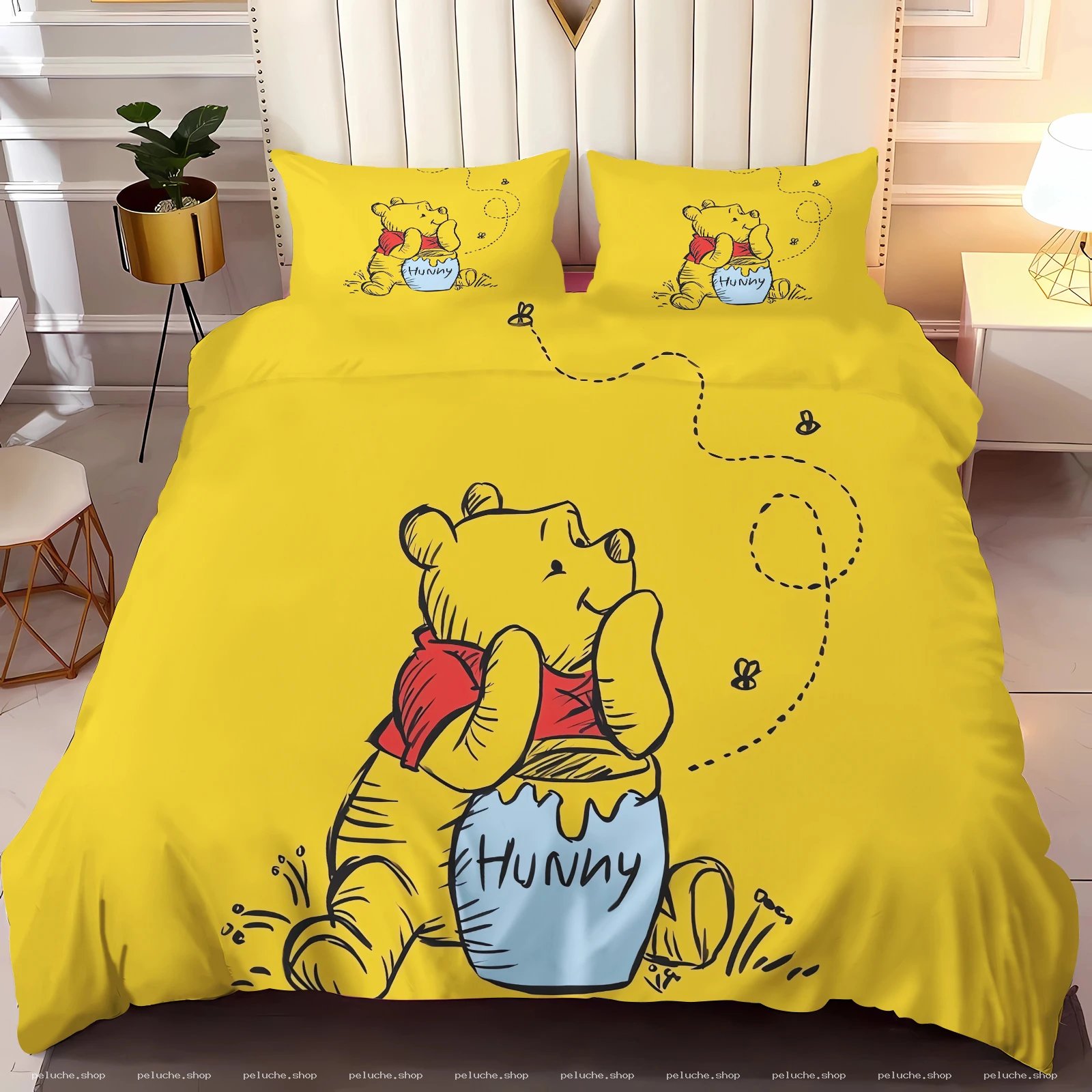 Housse de couette Winnie l'Ourson jaune - Ensemble de lit