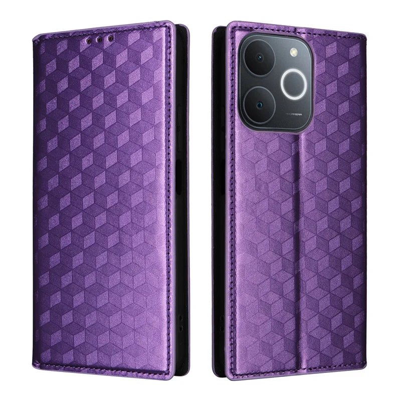 Étui portefeuille violet géométrique pour smartphone
