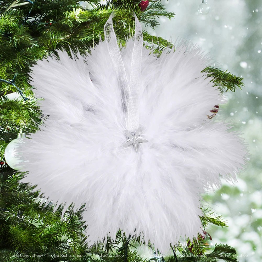 Décoration Noël Plumes Blanches Élégante - Étoile Scintillante