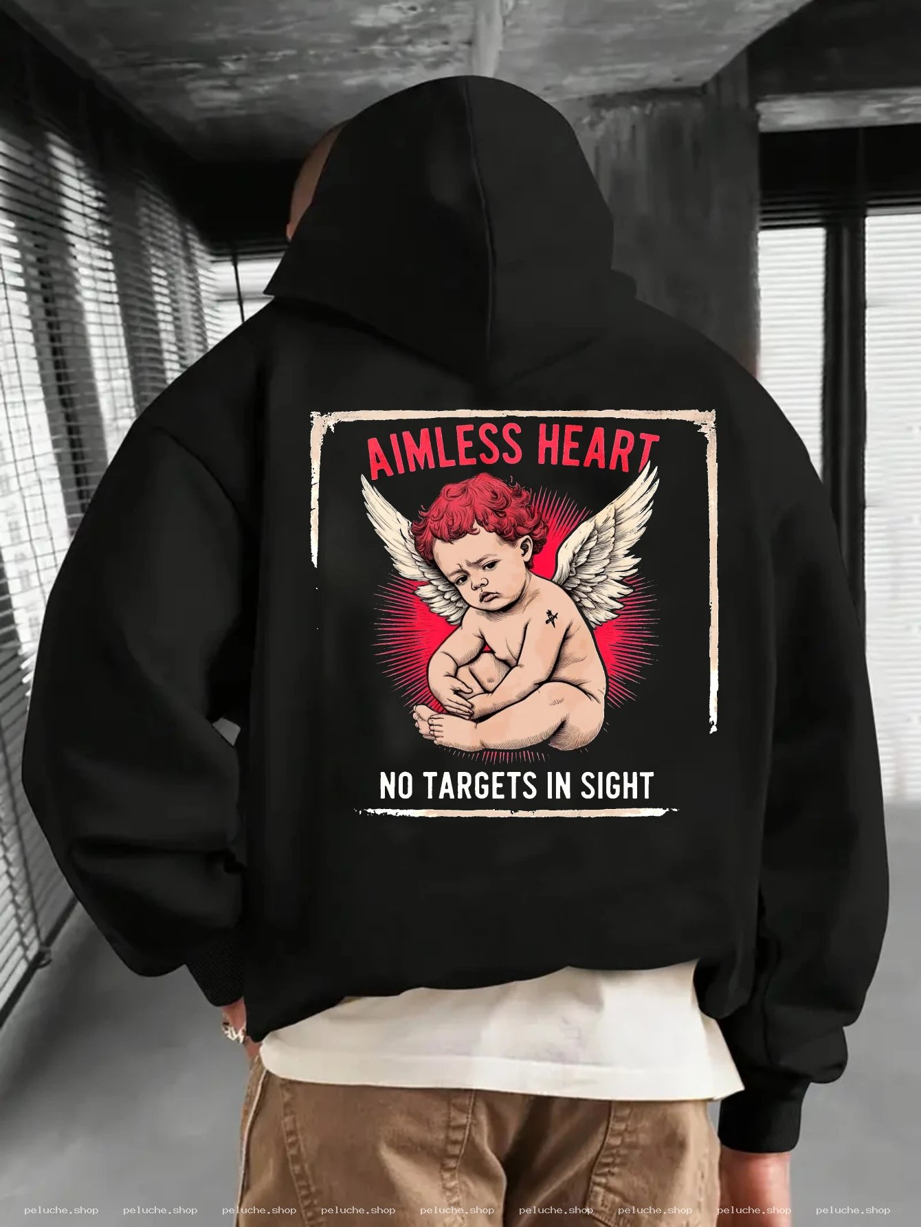 Sweat Capuche Noir 'Aimless Heart' Cherub Triste Tendance