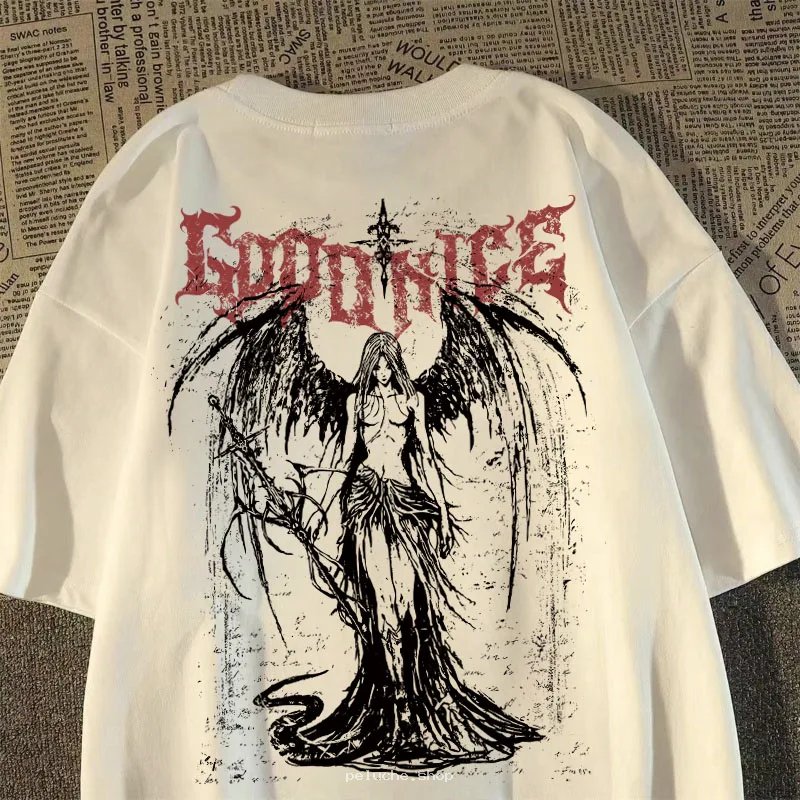 T-shirt Gothique Ange Sombre Ailes Unisexe - Streetwear Tendance