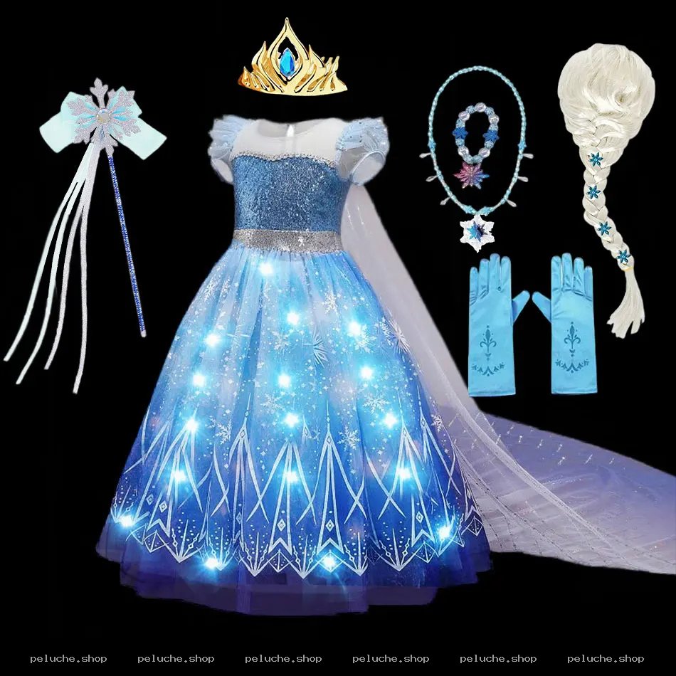 Costume Elsa Lumineux pour Fille - Robe et Accessoires Magiques