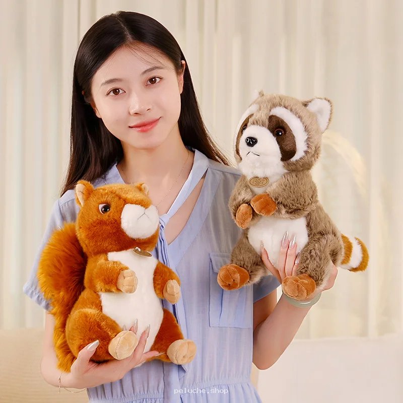 Peluche Écureuil et Raton Laveur Réalistes | Douceur Unique