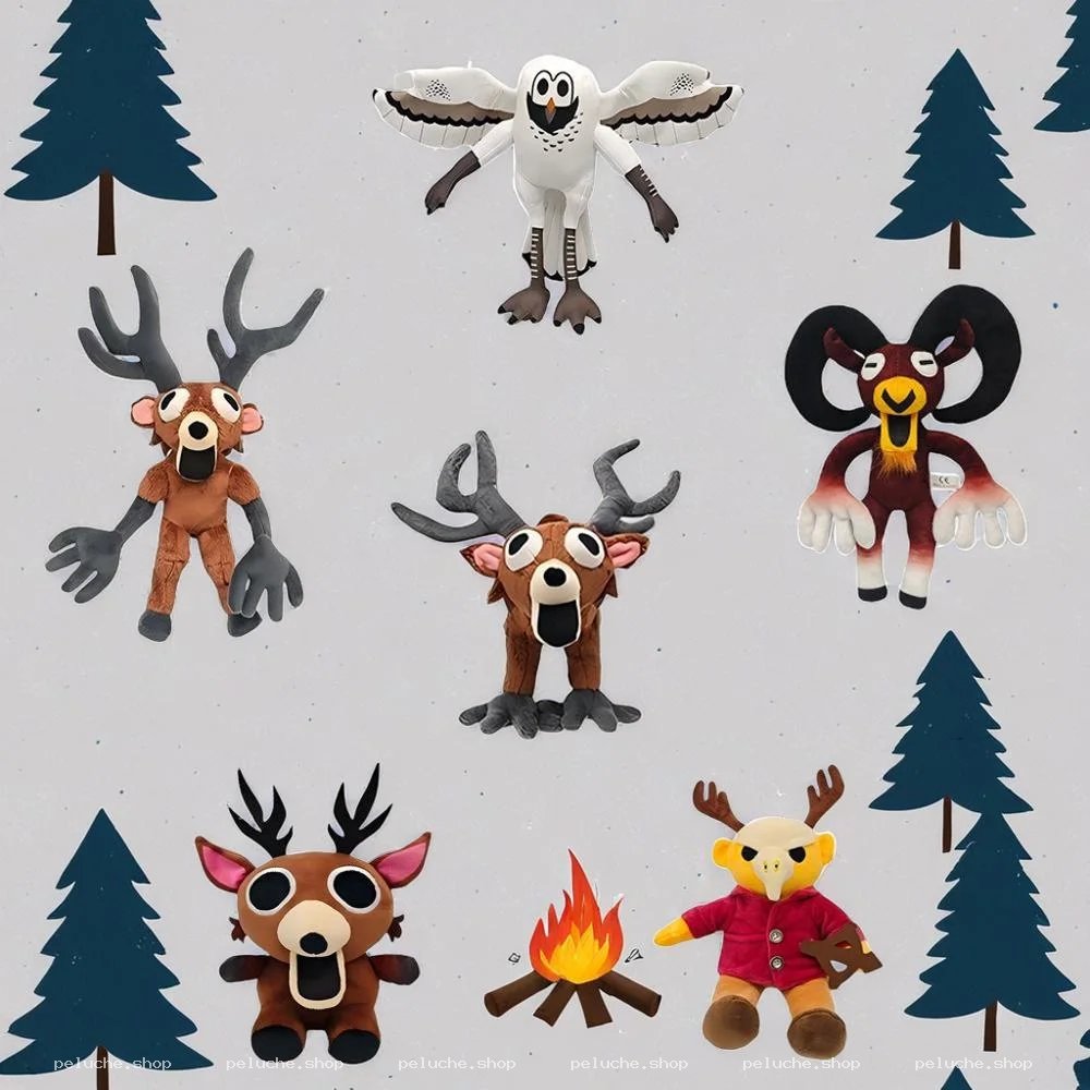 Peluches Mystiques : Cerfs, Chouette et Créatures des Bois