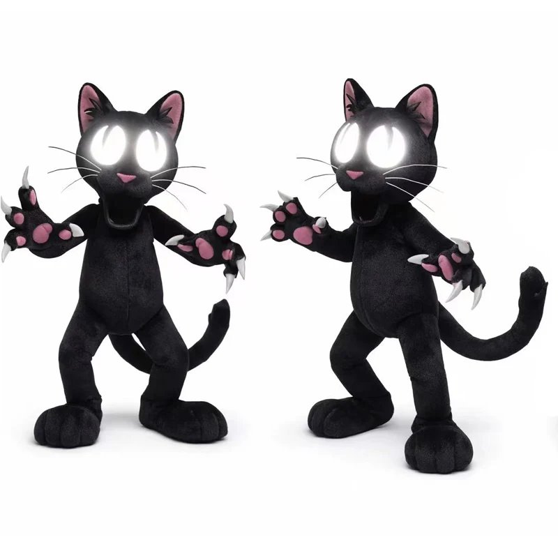 Peluche Chat Noir Yeux Brillants et Griffes Aiguisées