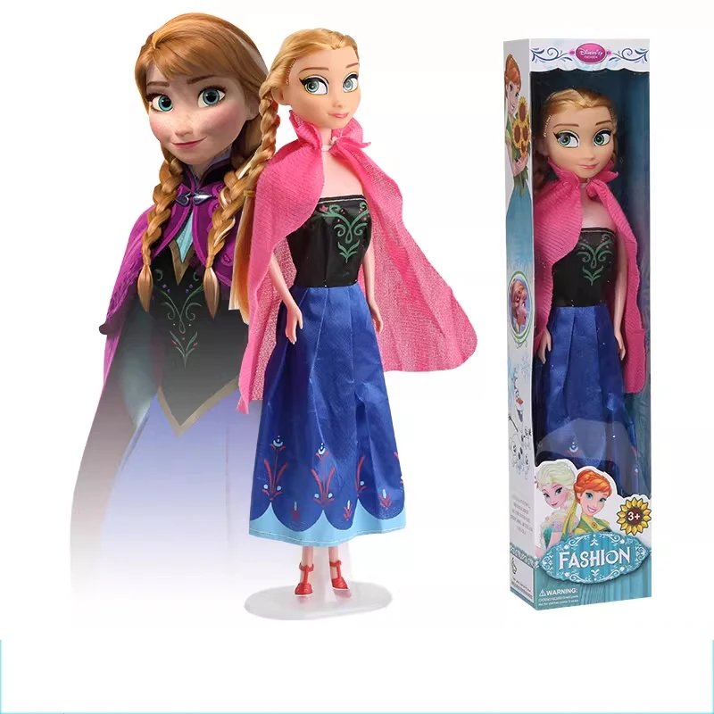 Poupée Anna La Reine des Neiges - Robe Bleue & Cape Rose