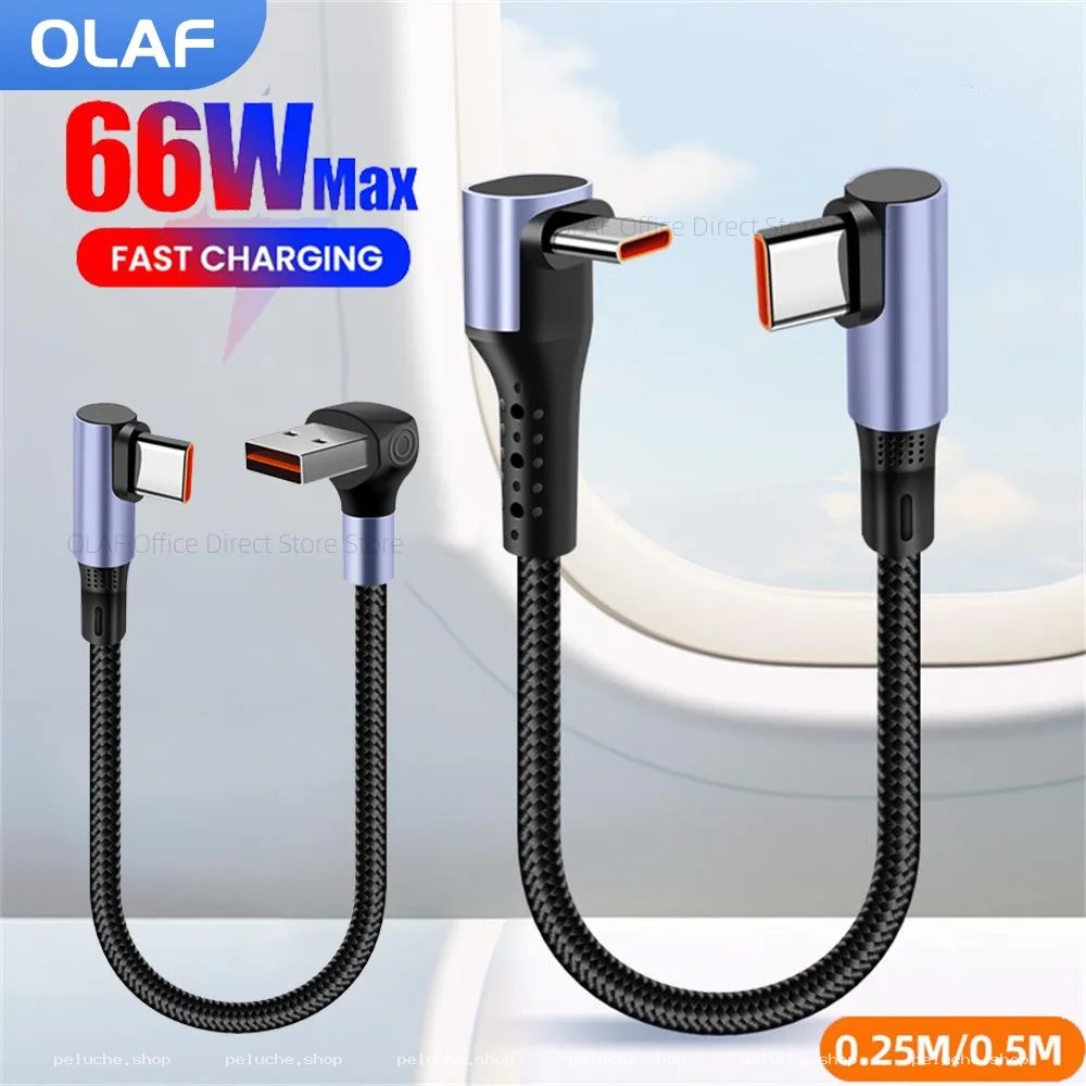 Câble OLAF USB-C 66W Charge Rapide Anglé | 0.25m/0.5m