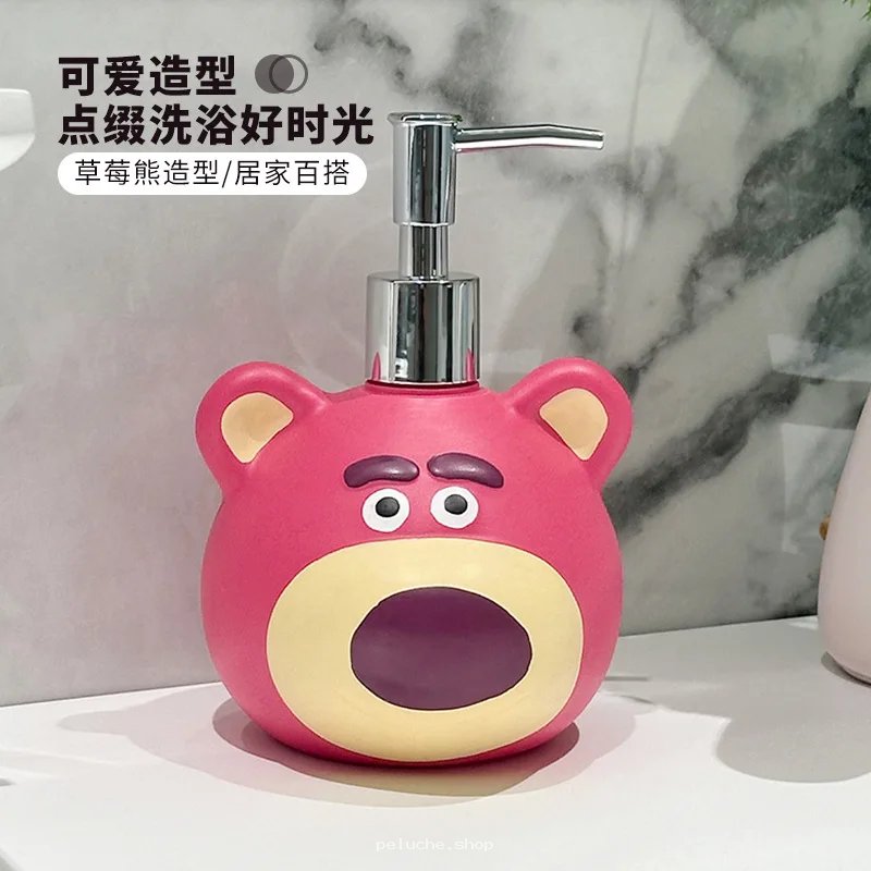 Distributeur Savon Lotso Rose - Style Ours Fraise - Salle de Bain