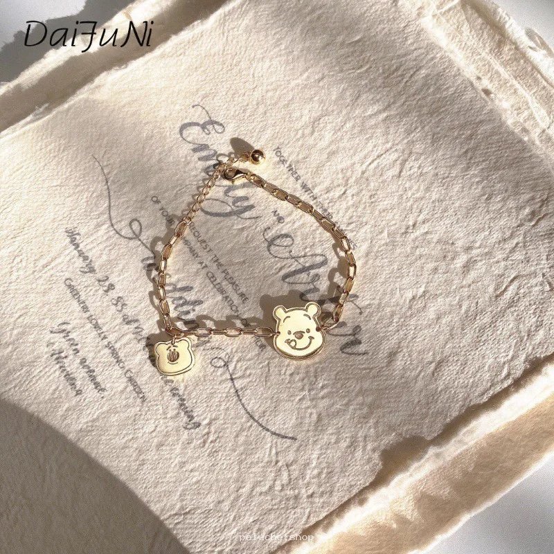 Bracelet Winnie l'Ourson Doré - Bijou Fantaisie Enfant