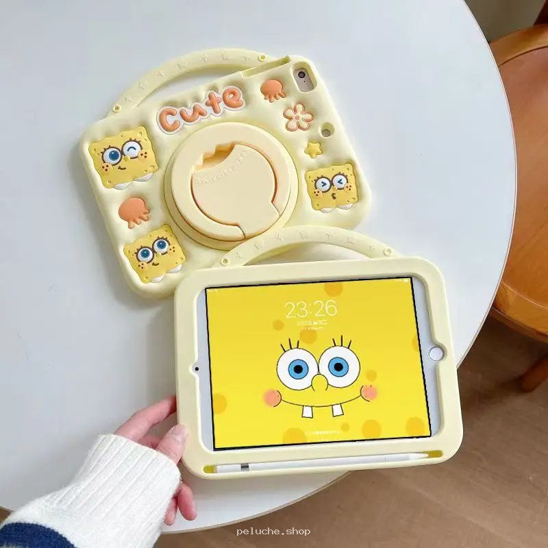 Housse iPad Bob l'Éponge Mignonne avec Support et Poignée